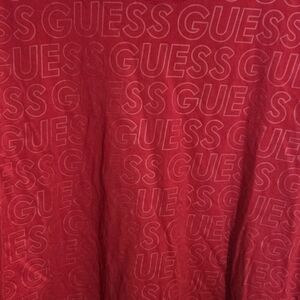 Guess Los Angeles Mens Red All Over Logo Print T-Shirt Size Large Short Sleeve